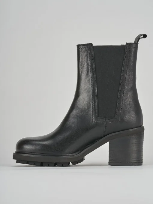 Stivaletti tacco 5cm pelle nero