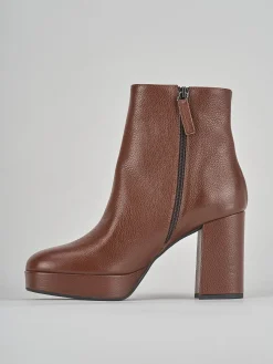 Stivaletti tacco 7cm pelle marrone