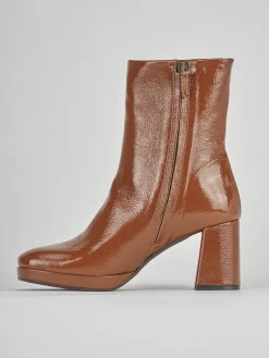 Stivaletti tacco 8cm pelle marrone