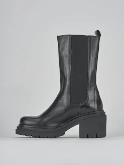 Stivaletti tacco 5cm pelle nero