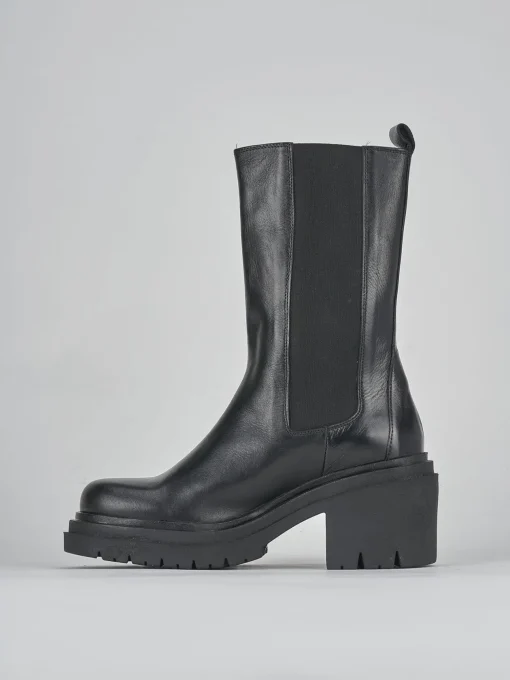 Stivaletti tacco 5cm pelle nero