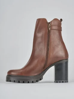 Stivaletti tacco 7cm pelle marrone