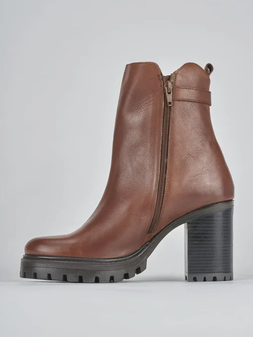 Stivaletti tacco 7cm pelle marrone