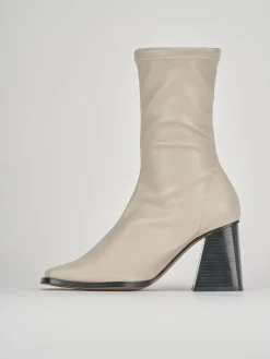 Stivaletti tacco 7cm pelle beige