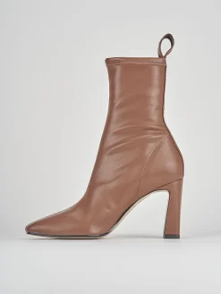 Stivaletti tacco 8cm pelle marrone