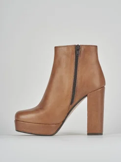 Stivaletti tacco 9cm pelle marrone