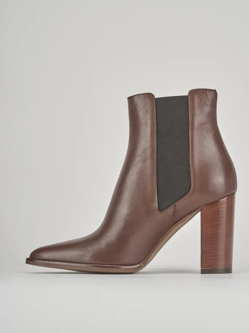 Stivaletti tacco 9cm pelle marrone