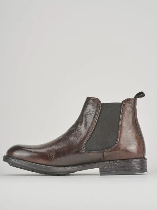 Stivaletti tacco 1cm pelle marrone