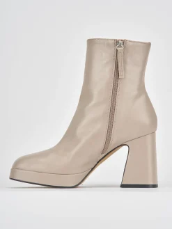 Stivaletti tacco 8cm pelle beige