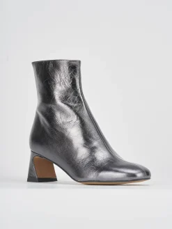 Stivaletti tacco 5cm pelle argento