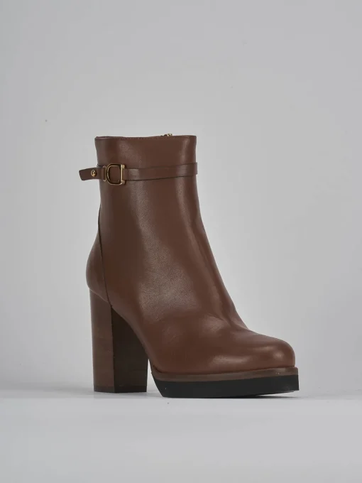 Stivaletti tacco 10cm pelle marrone