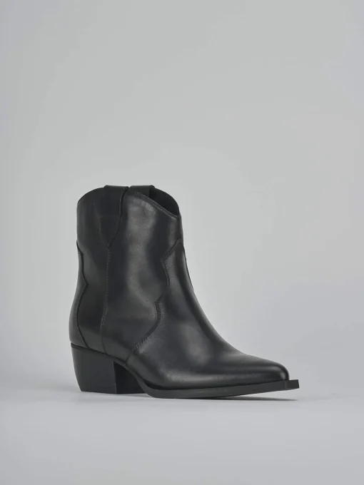 Stivaletti tacco 5cm pelle nero