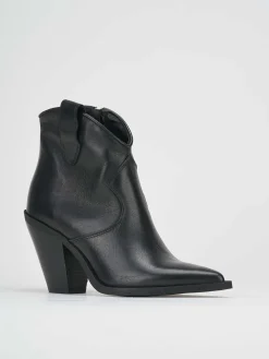 Stivaletti tacco 4cm pelle nero