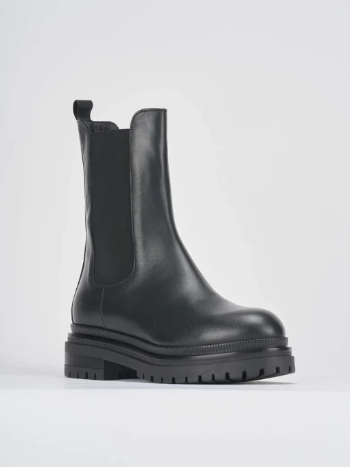 Stivaletti tacco 3cm pelle nero