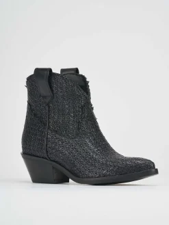 Stivaletti tacco 4cm pelle nero