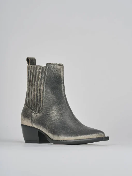 Stivaletti tacco 3cm pelle grigio