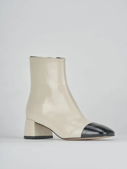 Stivaletti tacco 5cm pelle bianco