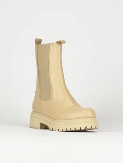 Stivaletti tacco 1cm pelle beige
