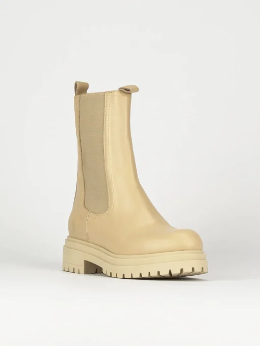 Stivaletti tacco 1cm pelle beige