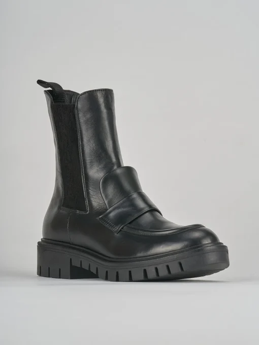 Stivaletti tacco 3cm pelle nero