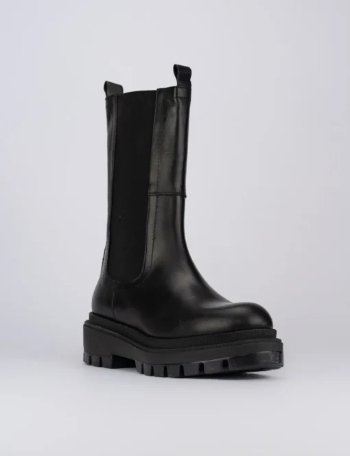 Stivaletti tacco 1cm pelle nero
