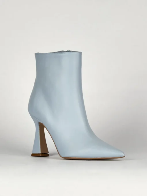 Stivaletti tacco 9cm pelle azzurro