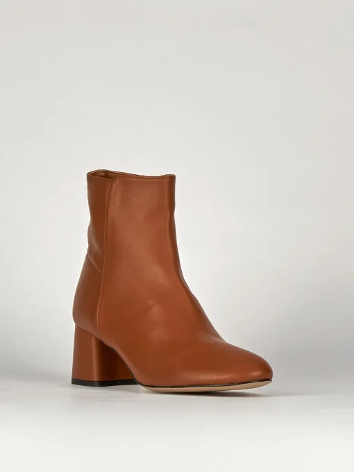 Stivaletti tacco 5cm pelle marrone