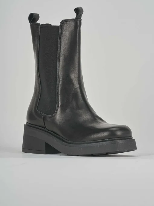 Stivaletti tacco 3cm pelle nero