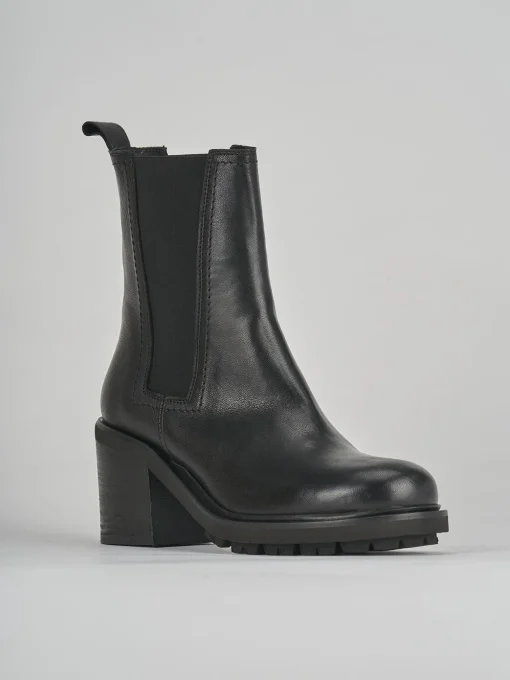 Stivaletti tacco 5cm pelle nero