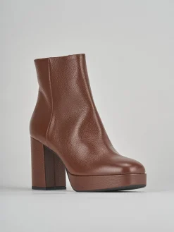 Stivaletti tacco 7cm pelle marrone