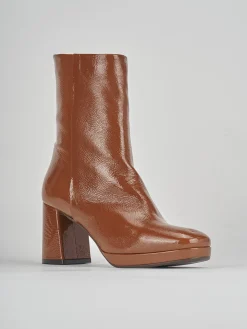 Stivaletti tacco 8cm pelle marrone