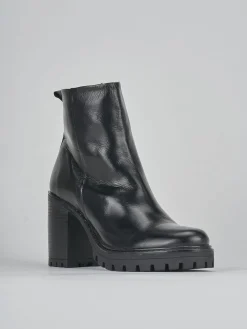 Stivaletti tacco 7cm pelle nero