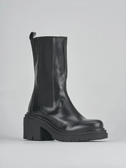 Stivaletti tacco 5cm pelle nero