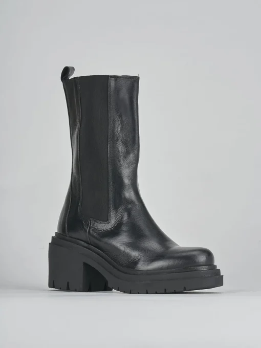Stivaletti tacco 5cm pelle nero