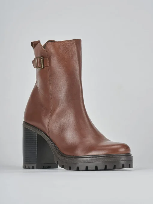 Stivaletti tacco 7cm pelle marrone