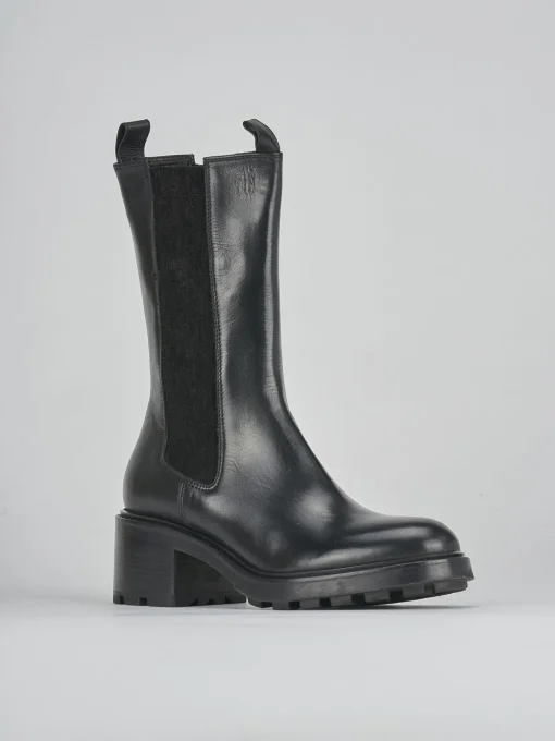 Stivaletti tacco 6cm pelle nero
