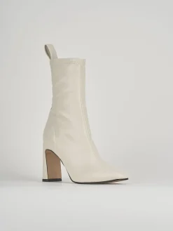 Stivaletti tacco 8cm pelle beige