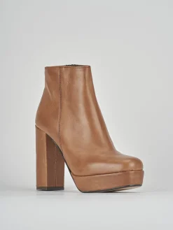 Stivaletti tacco 9cm pelle marrone
