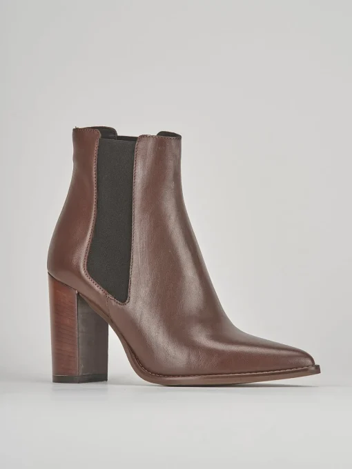 Stivaletti tacco 9cm pelle marrone
