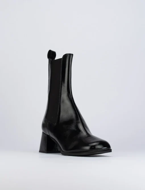 Stivaletti tacco 5cm pelle nero