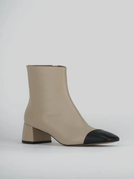 Stivaletti tacco 6cm pelle beige