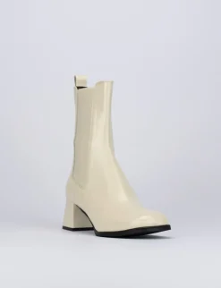 Stivaletti tacco 5cm pelle bianco