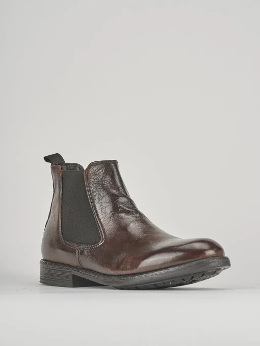 Stivaletti tacco 1cm pelle marrone