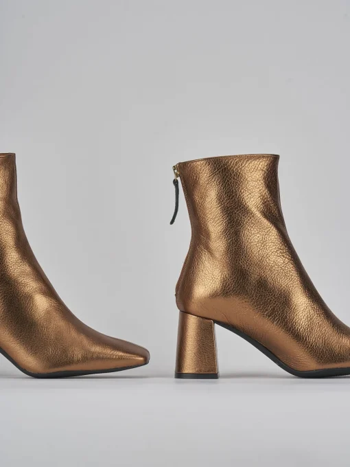 Stivaletti tacco 6cm pelle bronzo