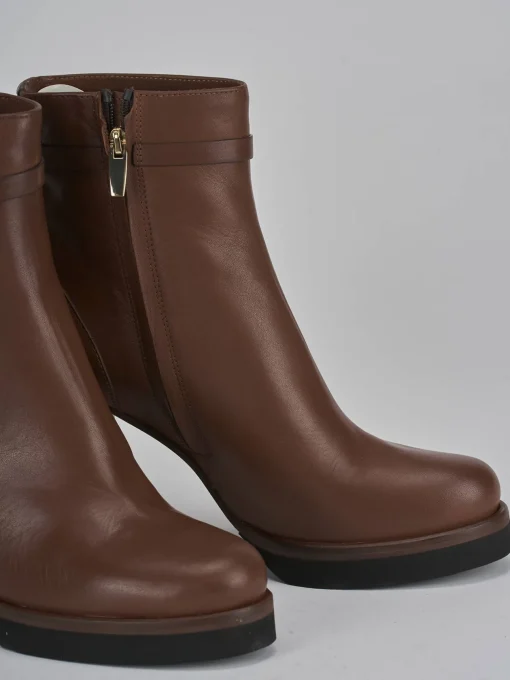Stivaletti tacco 10cm pelle marrone
