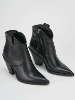 Stivaletti tacco 4cm pelle nero