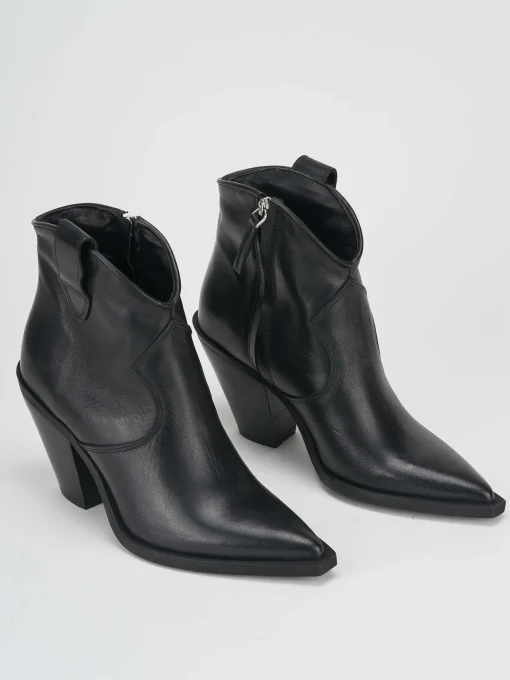 Stivaletti tacco 4cm pelle nero