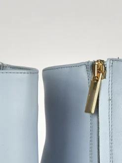 Stivaletti tacco 9cm pelle azzurro