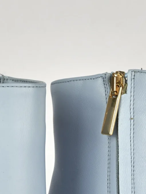 Stivaletti tacco 9cm pelle azzurro