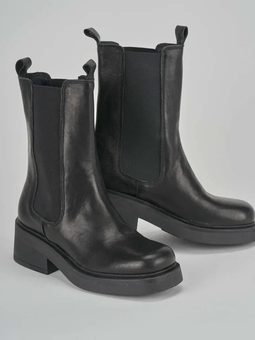 Stivaletti tacco 3cm pelle nero